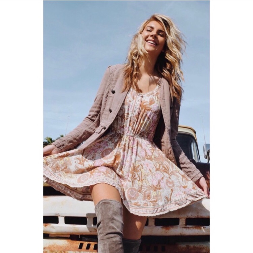 Spell Jungle Mini Dress in Cream - Picture 1 of 7